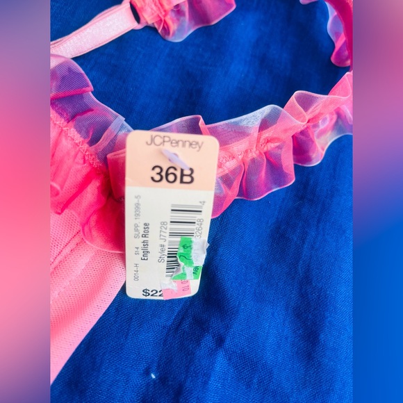 NWT vtg Y2K coquette girly English Rose Pink Frilly balconette push up Bra • 36B - Picture 6 of 10